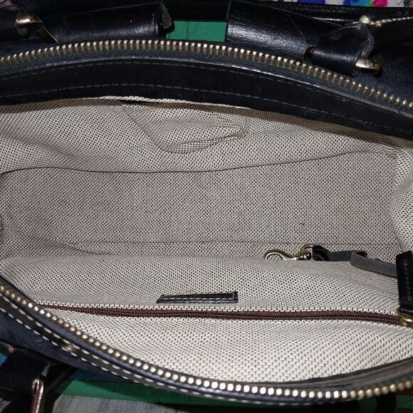 Dooney & Burke Black Signature Logo Satchel Leather and Canvas. - Picture 6 of 12